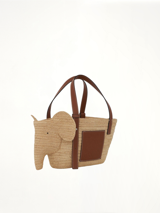 LOEWE Small Elephant Basket Bag (Natural)