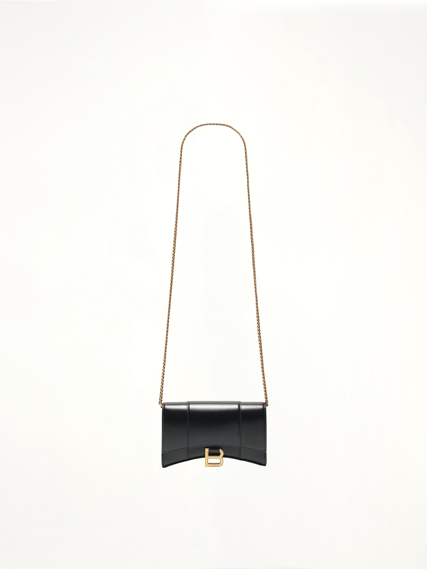 Image of Wallets & Money Clips. Productname: BALENCIAGA Hourglass Wallet On Chain in Black colour by brand - BALENCIAGA