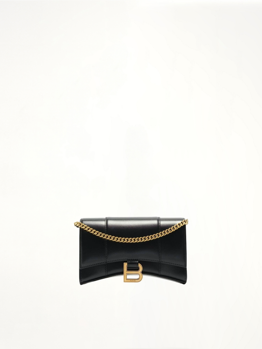 BALENCIAGA Hourglass Wallet On Chain (Black)