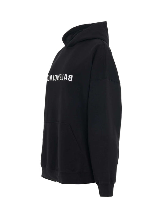 BALENCIAGA Mirror Print Wide Fit Hoodie (Black)