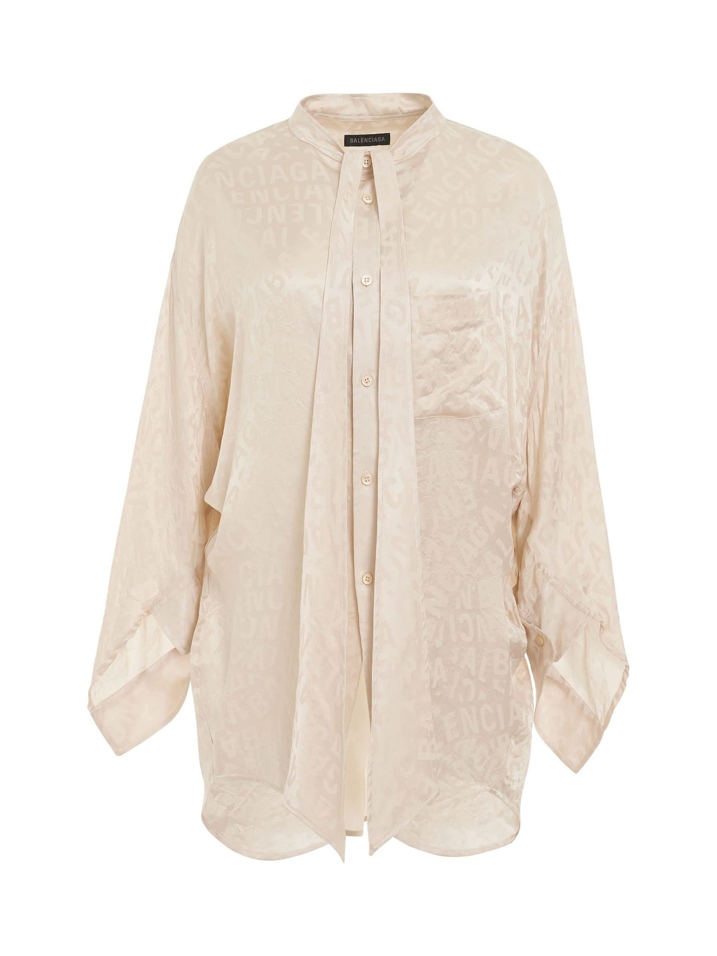 Image of Blouses. Productname: BALENCIAGA Twisted Swing Blouse in Dusty Ivory colour by brand - BALENCIAGA