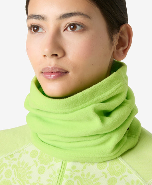 Image of a model wearing Outerwear. Product name - DAYBREAKER FLEECE NECK, Luminous Green in Luminous Green colour by brand - Helly Hansen