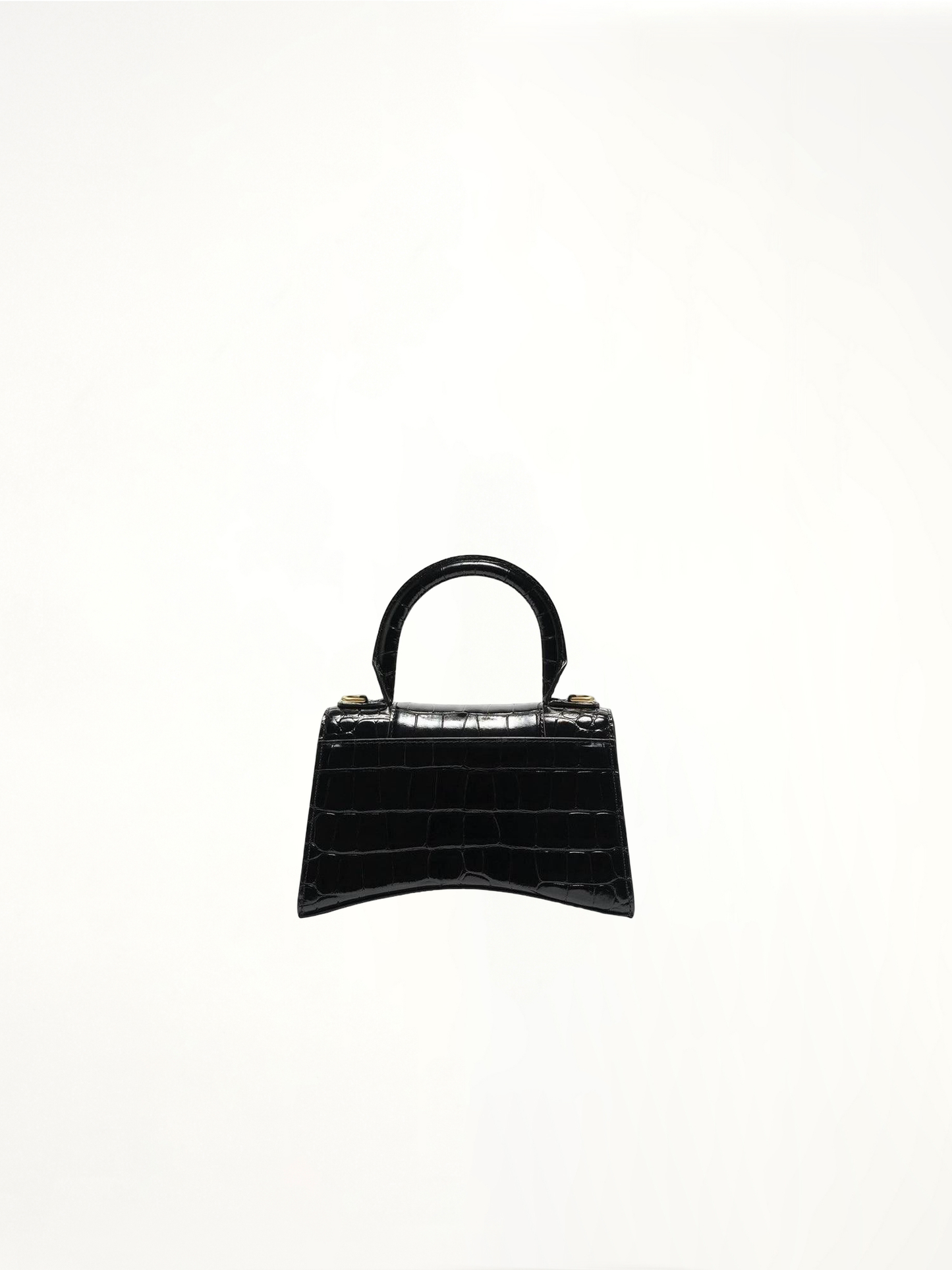 BALENCIAGA Hourglass XS Croco Embossed Bag (Black)