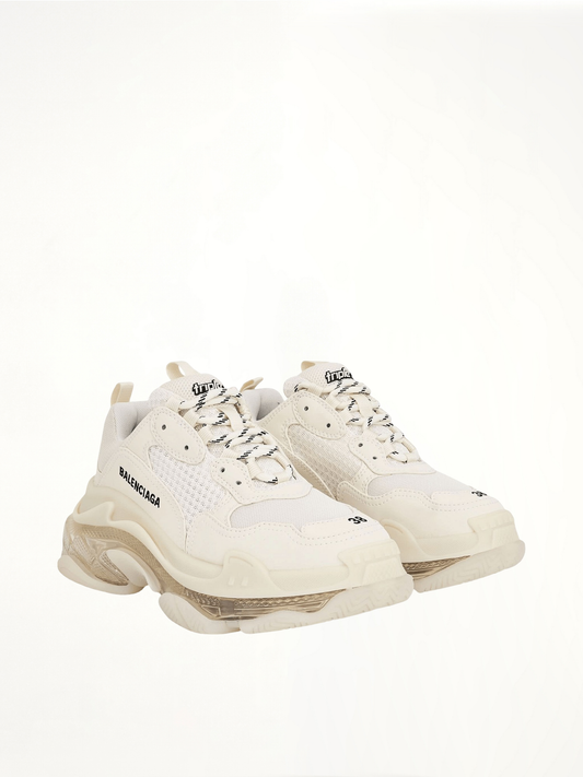 BALENCIAGA Triple S Clear Sole Sneakers (Beige)