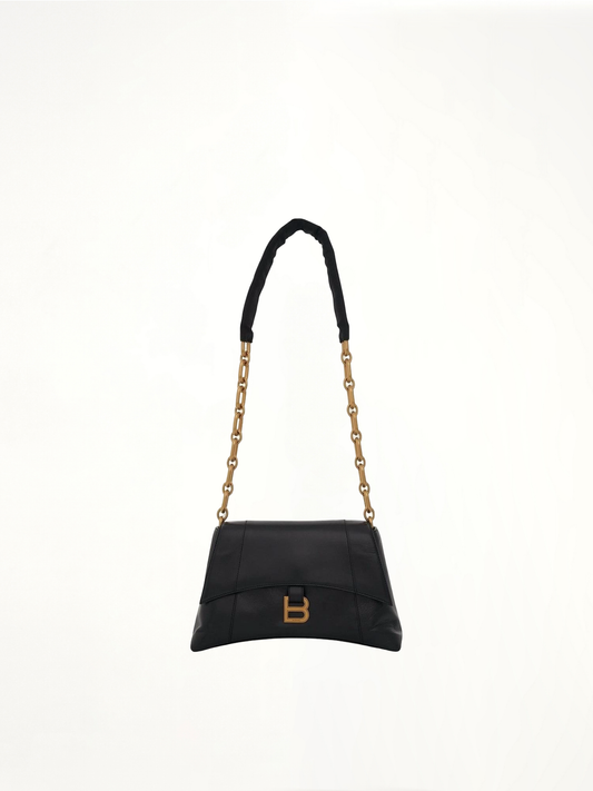 Image of Bags. Productname: BALENCIAGA Downtown Small Shoulder Bag with Chain in BLACK colour by brand - BALENCIAGA