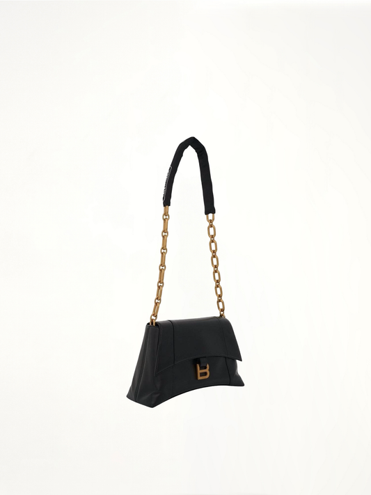 BALENCIAGA Downtown Small Shoulder Bag with Chain (Black)