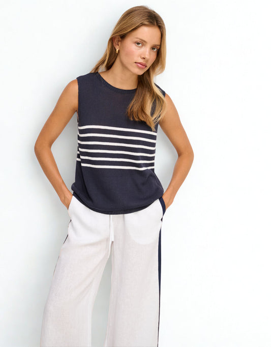 Monaco Pants - (White/Navy)