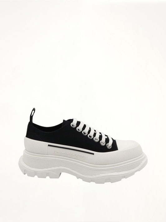 Image of Shoes. Product name - Tread Slick Canvas Lace-Up Shoes in Black colour by brand - ALEXANDER MCQUEEN