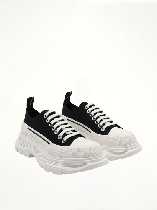 ALEXANDER MCQUEEN Tread Slick Canvas Lace-Up Shoes (Black)