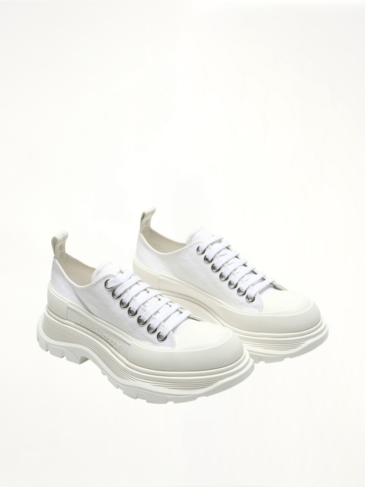 ALEXANDER MCQUEEN Tread Slick Canvas Lace-Up Shoes (White)
