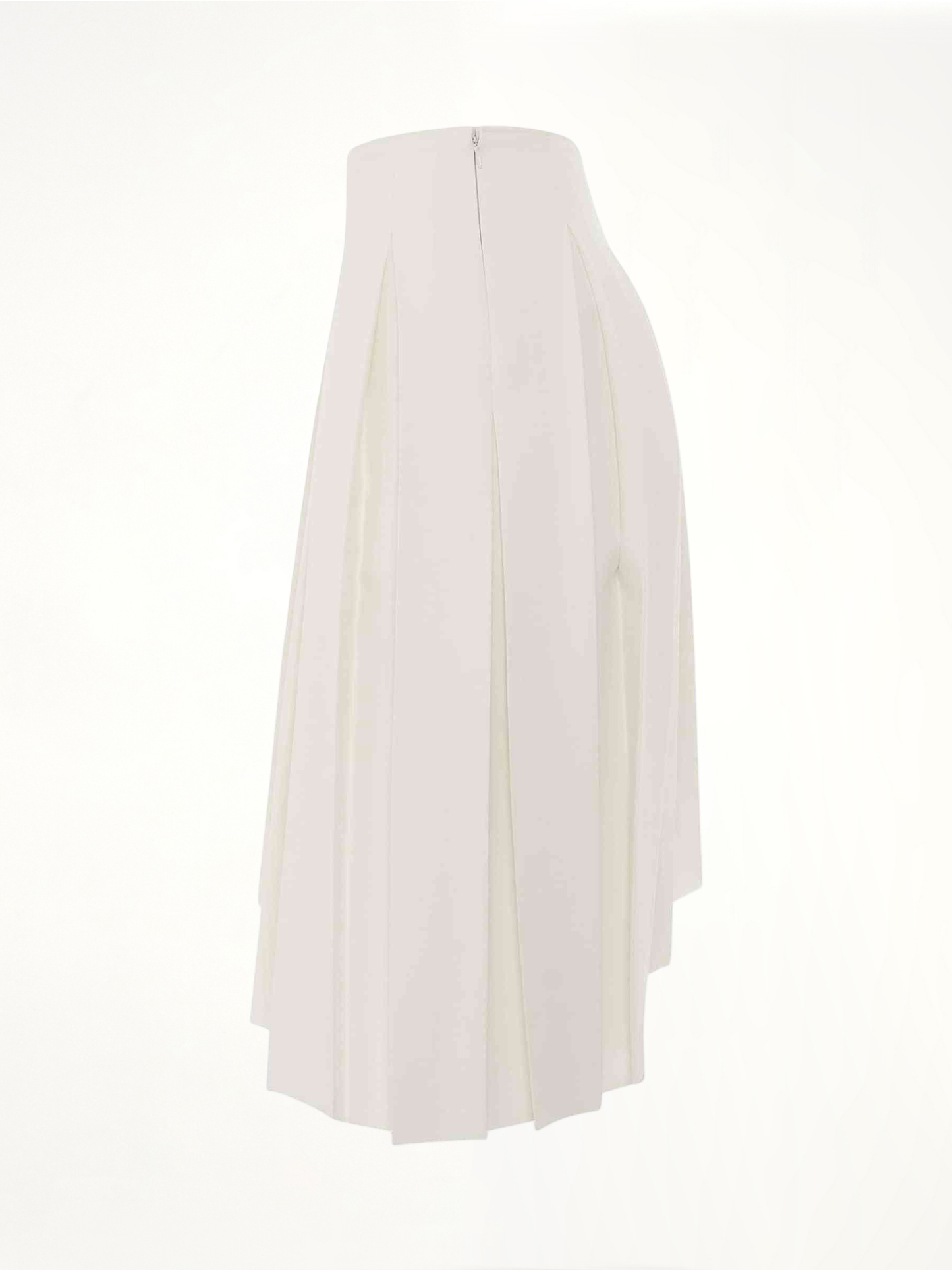 WE11DONE Wool Asymmetrical Pleated Skirt (White)