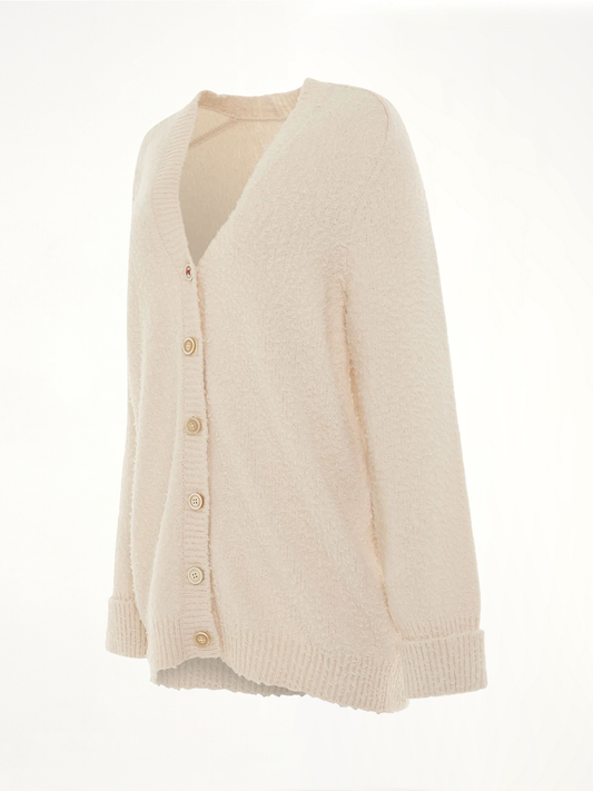 MAISON MARGIELA Oversized Piled Knit Cardigan (White)
