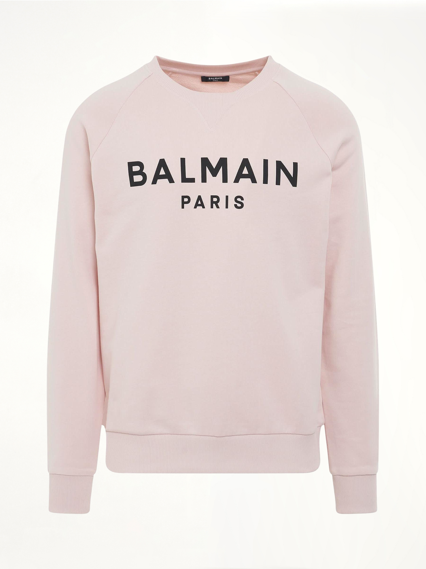 Image of a model wearing Outerwear. Product name - Classic Logo Print Sweatshirt in Pink colour by brand - BALMAIN
