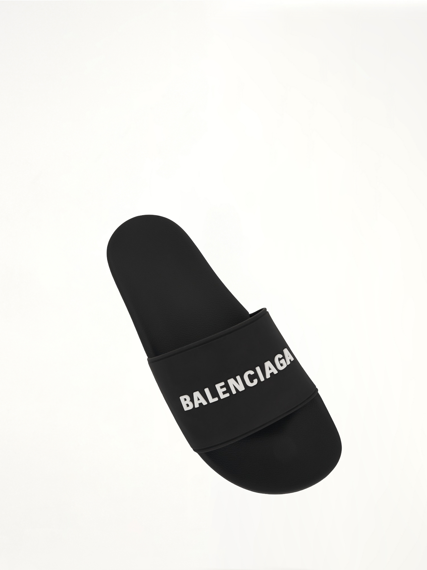 BALENCIAGA 3D Logo Rubber Pool Slide Sandal (Black)