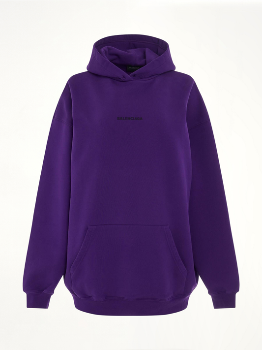 Image of a model wearing Outerwear. Productname: BALENCIAGA Medium Fit Hoodie in PURPLE colour by brand - BALENCIAGA