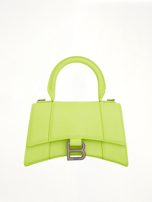 Image of Bags. Productname: BALENCIAGA Hourglass XS Croco Embossed Bag in YELLOW colour by brand - BALENCIAGA