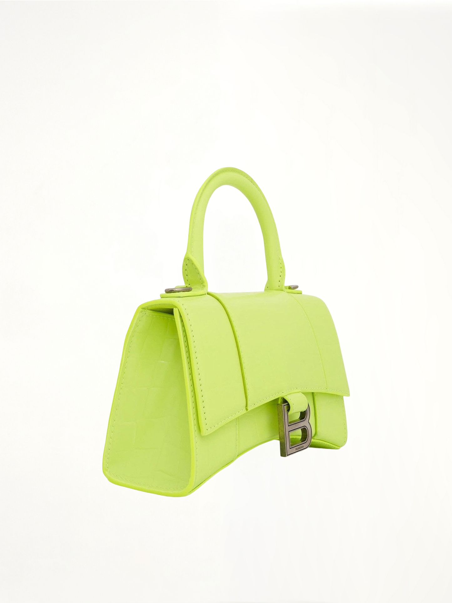 BALENCIAGA Hourglass XS Croco Embossed Bag (Yellow)