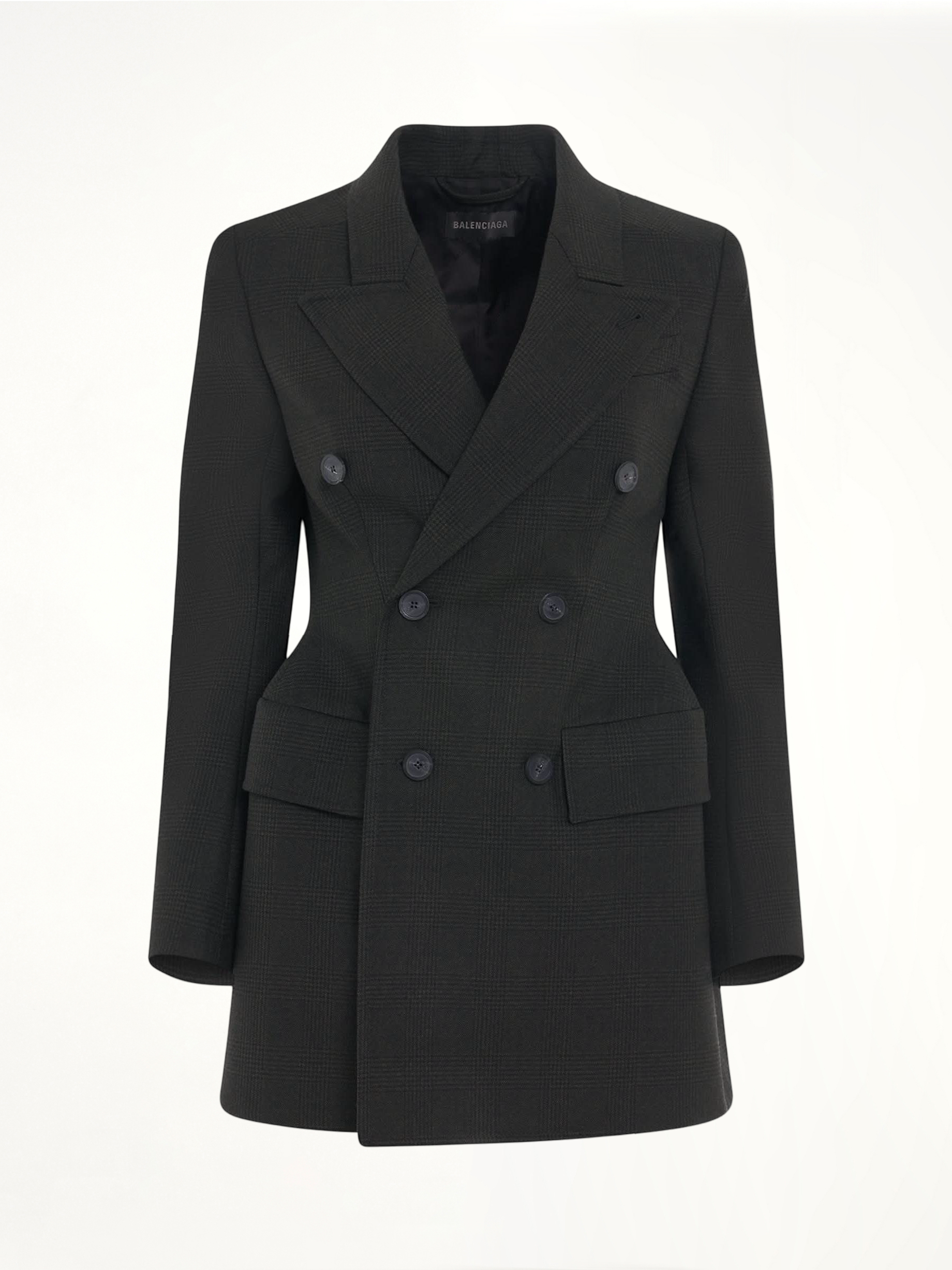 Image of Coats & Jackets. Productname: BALENCIAGA Double Breasted Hourglass Blazer in GREEN colour by brand - BALENCIAGA