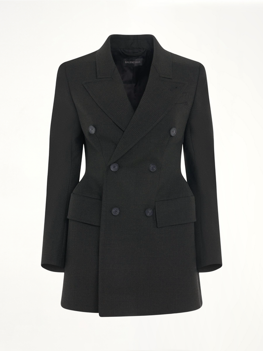 Image of Coats & Jackets. Productname: BALENCIAGA Double Breasted Hourglass Blazer in GREEN colour by brand - BALENCIAGA
