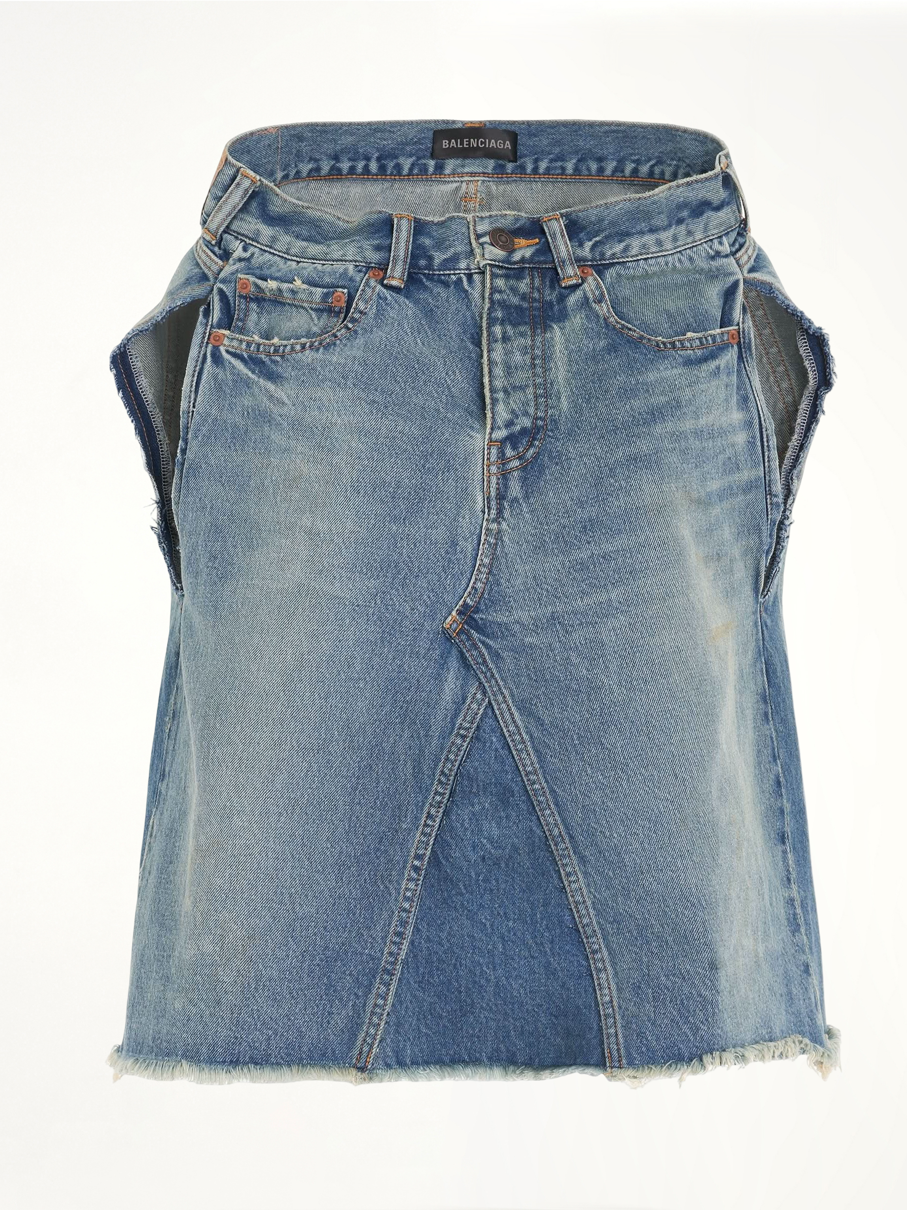Image of a model wearing Tops. Productname: BALENCIAGA Pants Top in BLUE colour by brand - BALENCIAGA