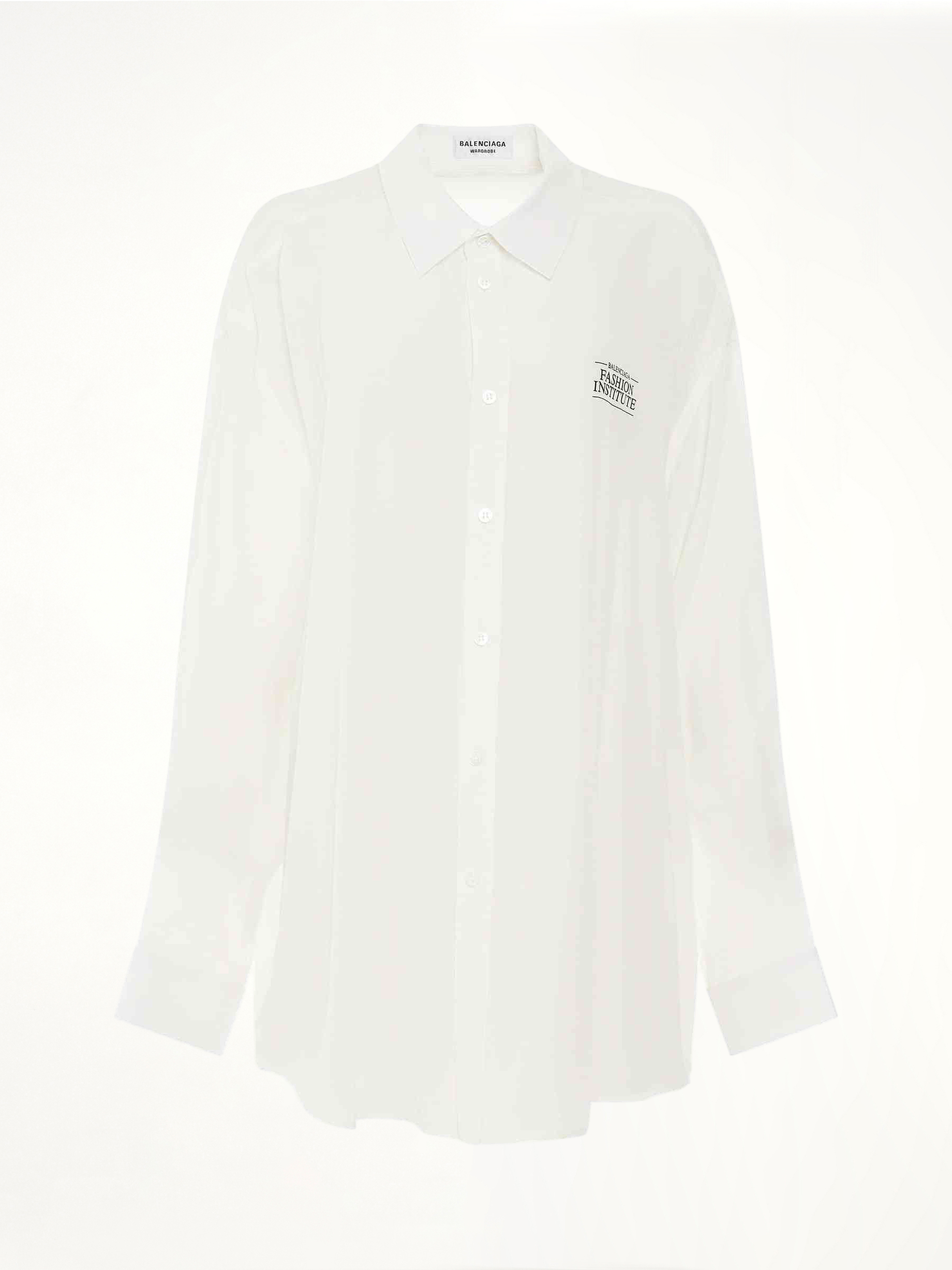 Image of a model wearing Tops. Productname: BALENCIAGA Light Silk Crepe Fluid Blouse in WHITE colour by brand - BALENCIAGA