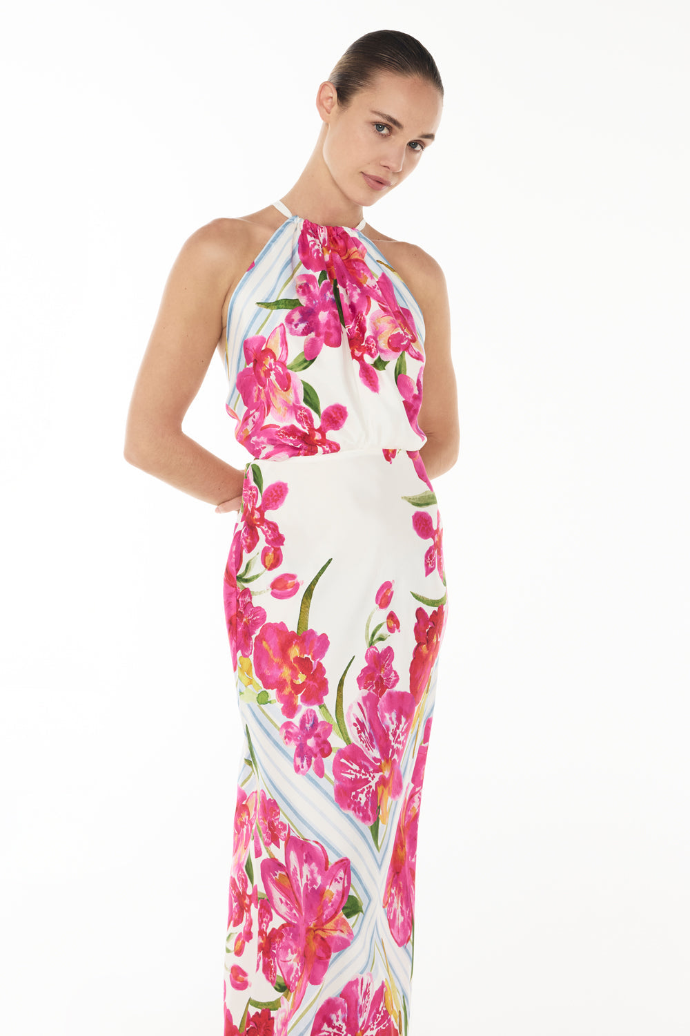 Take Me There Halter Dress (Scarf Floral)