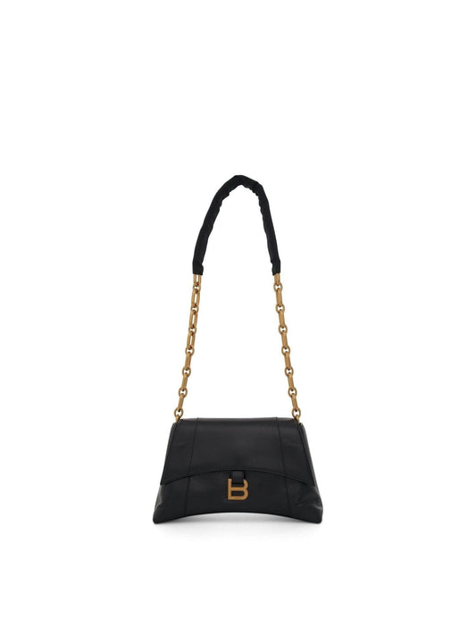 Image of Bags. Productname: BALENCIAGA Downtown Small Shoulder Bag with Chain in Black colour by brand - BALENCIAGA