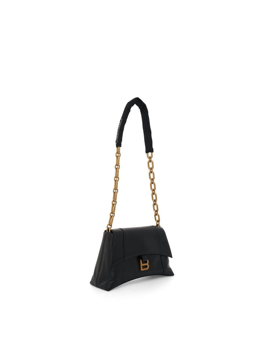 BALENCIAGA Downtown Small Shoulder Bag with Chain (Black)