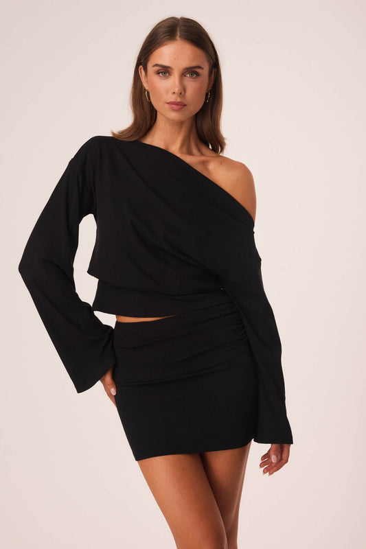 Image of a model wearing Tops. Productname: SNDYS FLYNN TOP in Black colour by brand - SNDYS