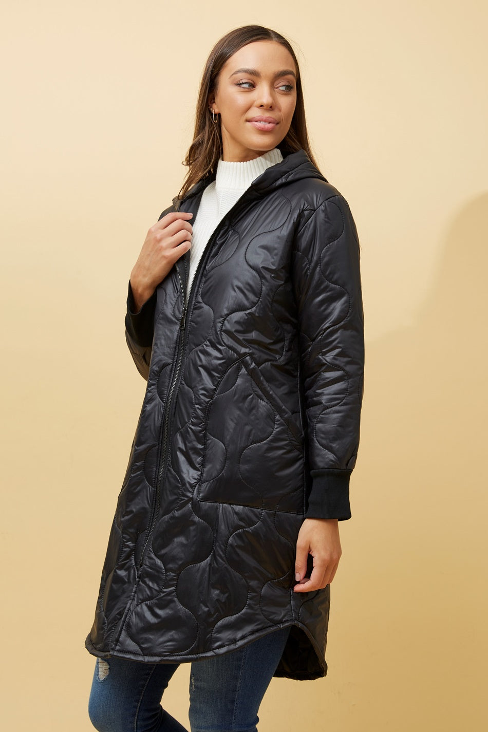 LYRA HOODED PUFFER COAT (Black)