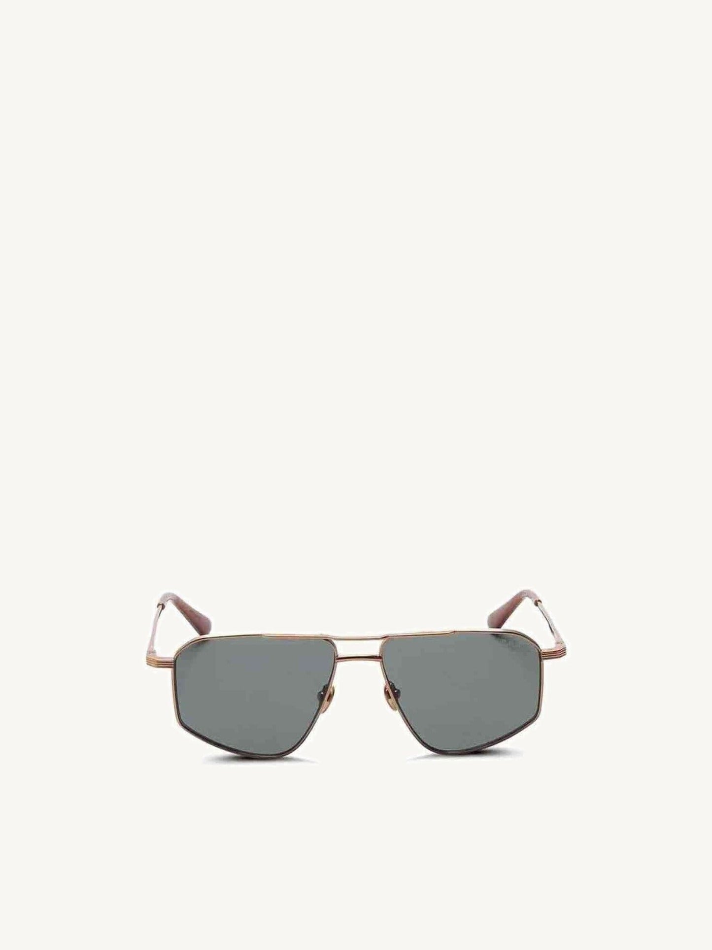 Image of Sunglasses. Product name - Thirty Six II Sunglasses with Green Lens in Gold colour by brand - G.O.D