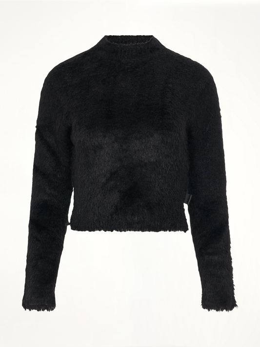Image of a model wearing Outerwear. Productname: LOEWE Fluffy Sweater in BLACK colour by brand - LOEWE