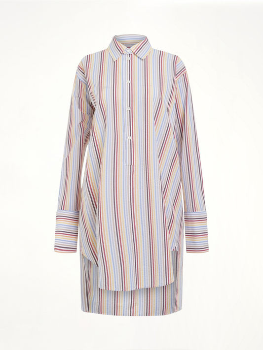 Image of Dresses. Productname: LOEWE Stripe Deconstructed Silk Shirt Dress in YELLOW colour by brand - LOEWE