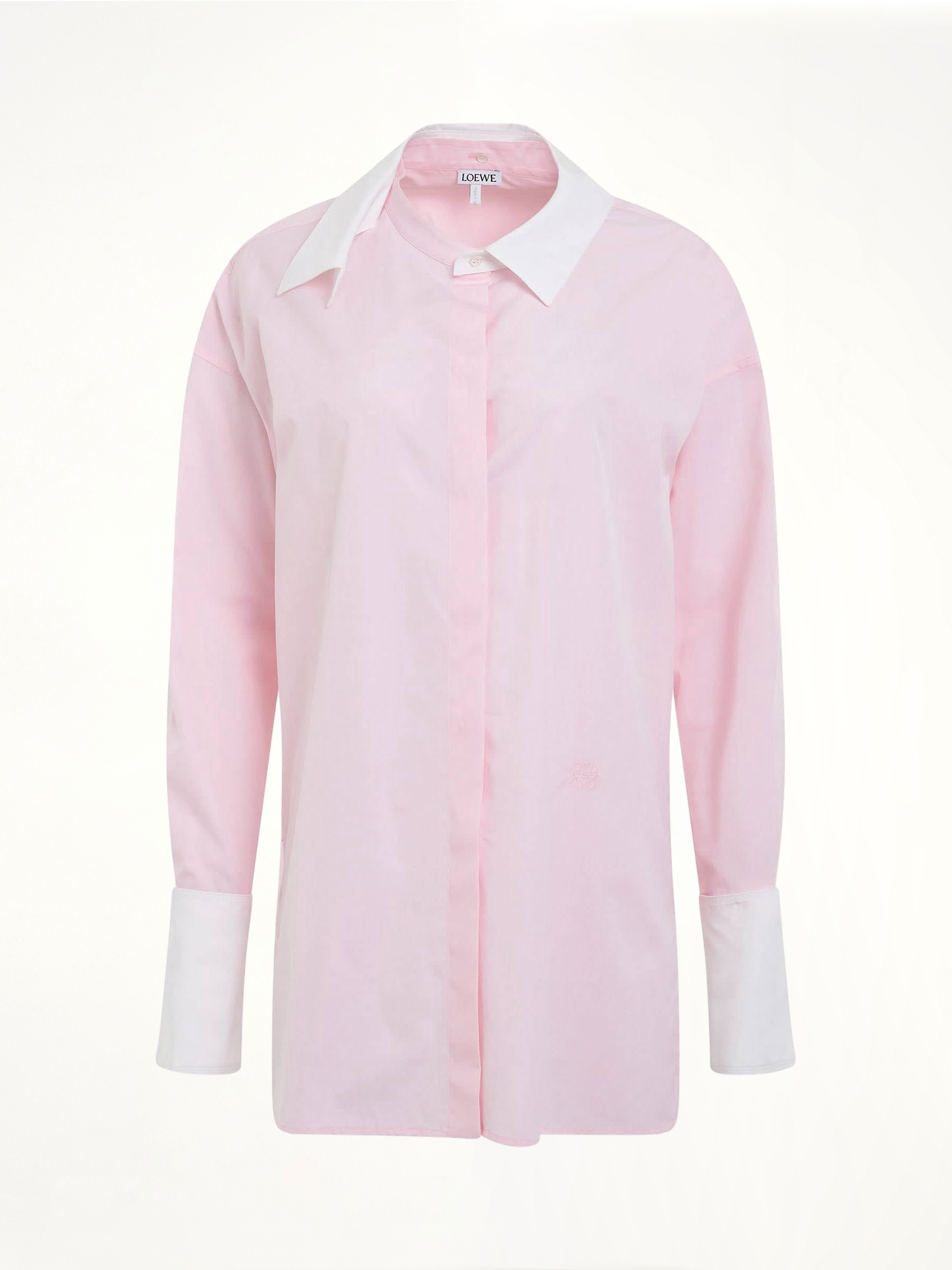 Image of a model wearing Tops. Productname: LOEWE Deconstructed Cotton Shirt in WHITE colour by brand - LOEWE