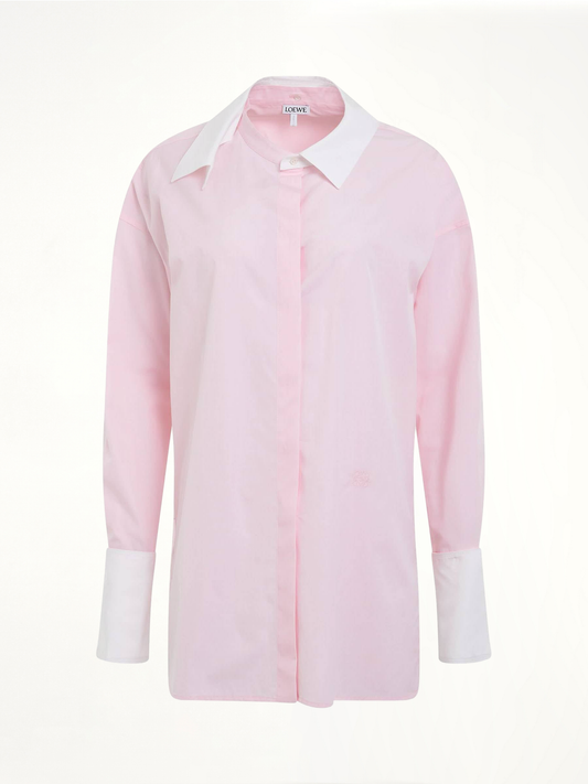 Image of a model wearing Tops. Productname: LOEWE Deconstructed Cotton Shirt in WHITE colour by brand - LOEWE