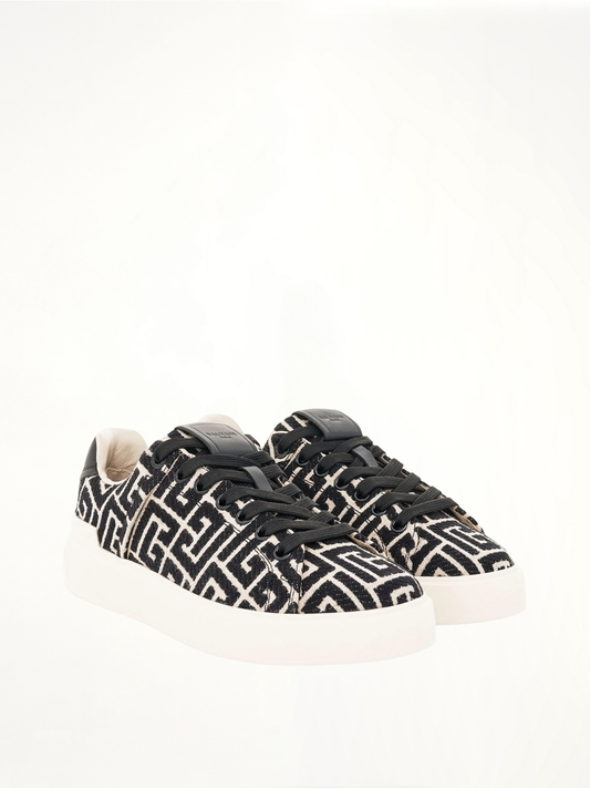 BALMAIN B-Court Monogram Jacquard Sneaker (White)