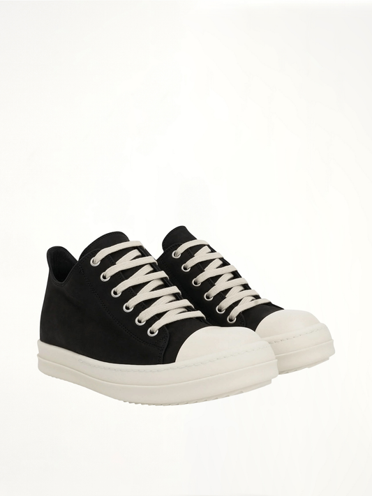 RICK OWENS Low Greywolf Leather Sneakers (Black)