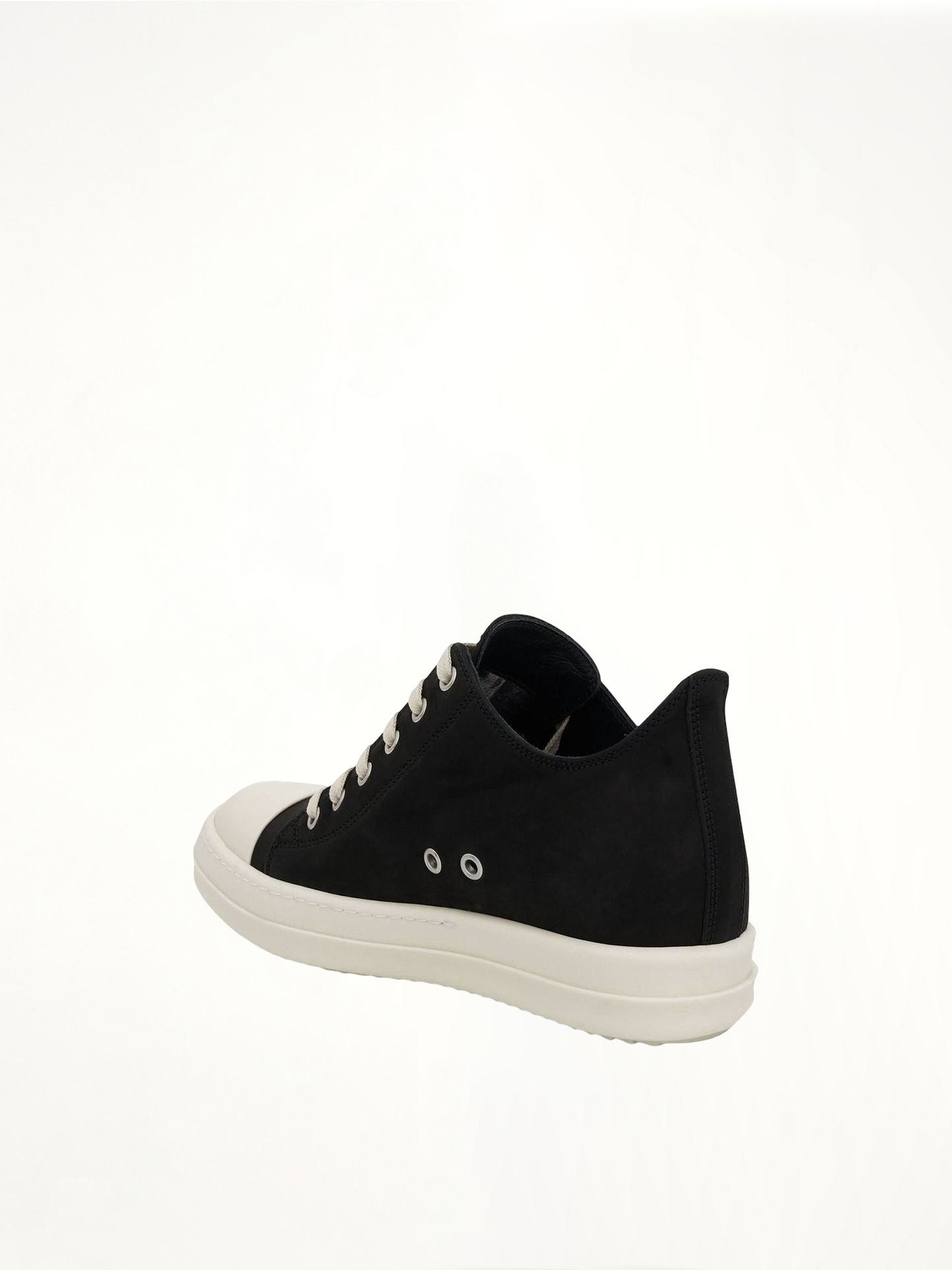 RICK OWENS Low Greywolf Leather Sneakers (Black)