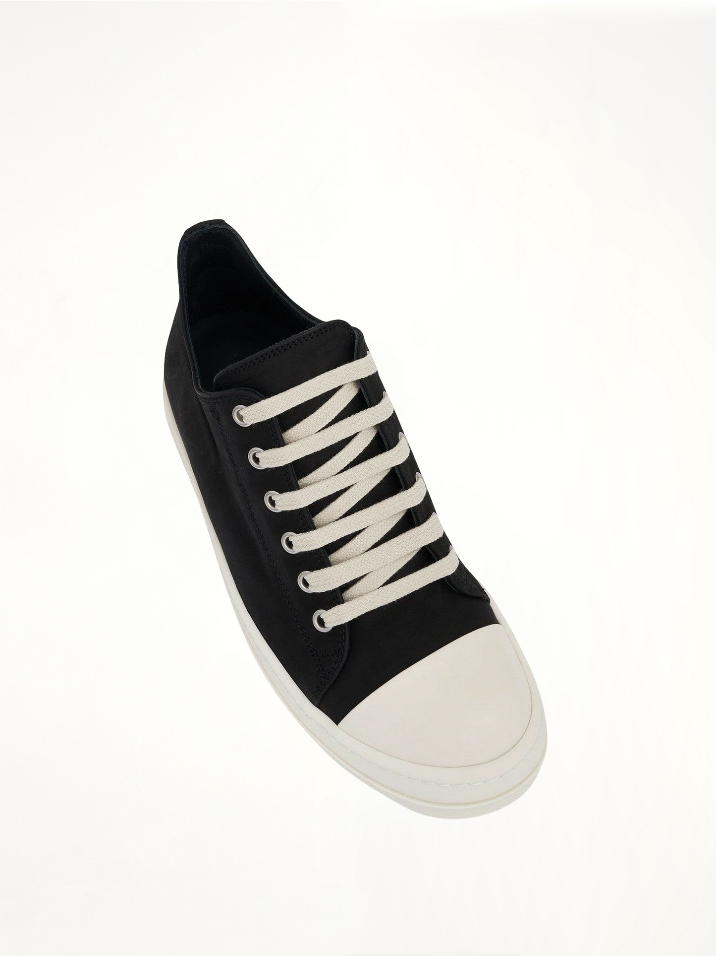 RICK OWENS Low Greywolf Leather Sneakers (Black)