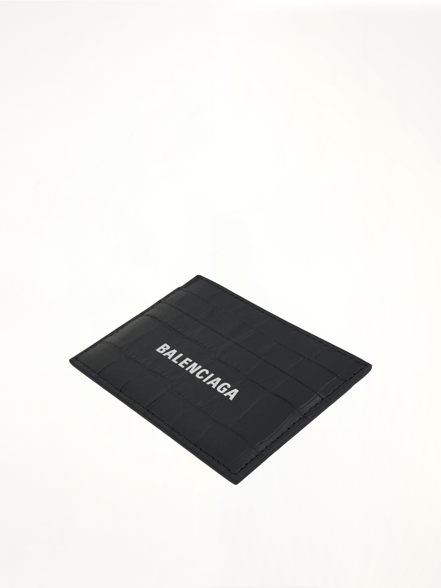 BALENCIAGA Croco Calf Leather Cash Card Holder (Black)
