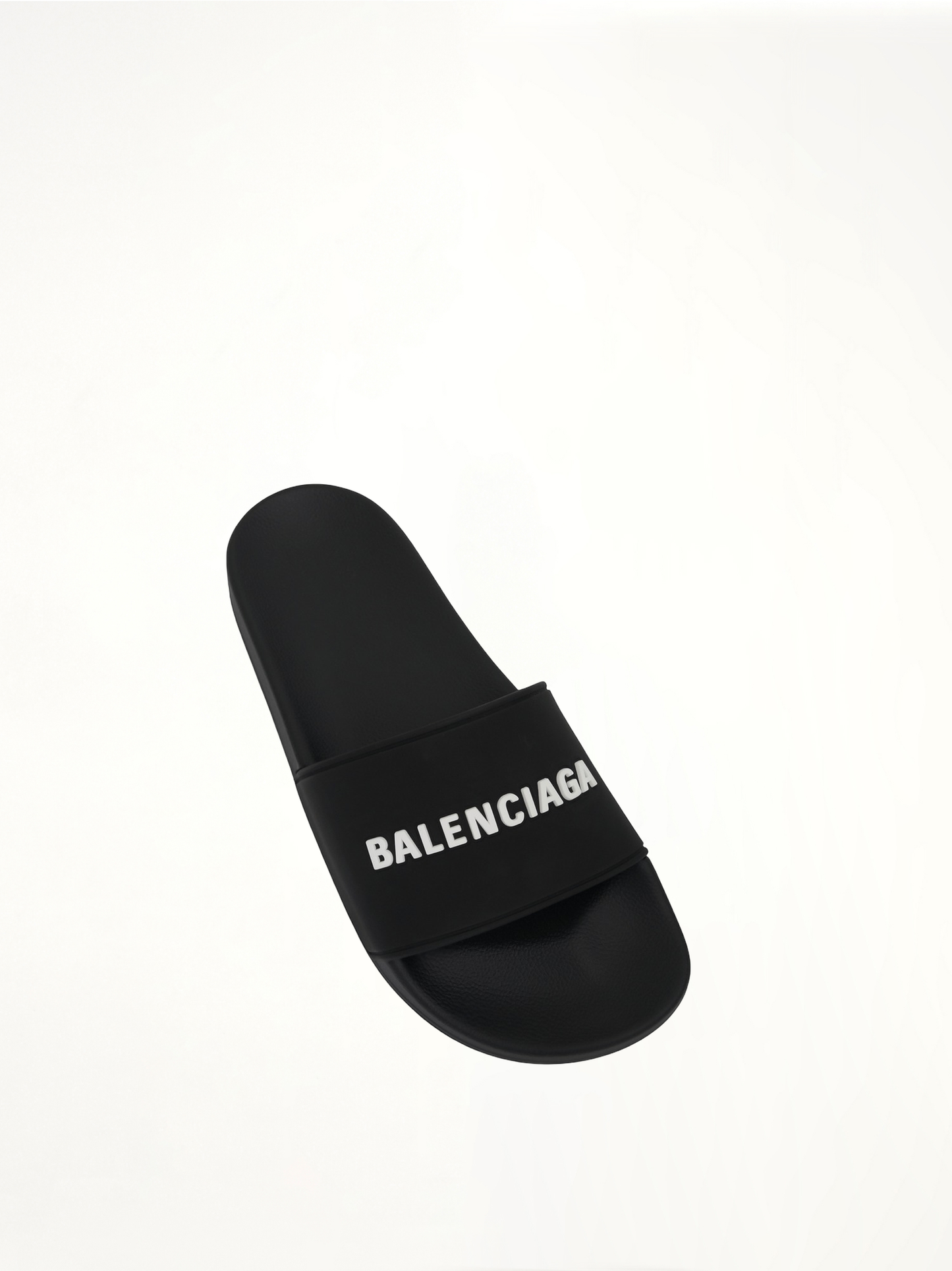 BALENCIAGA 3D Logo Pool Slide Sandal (Black)