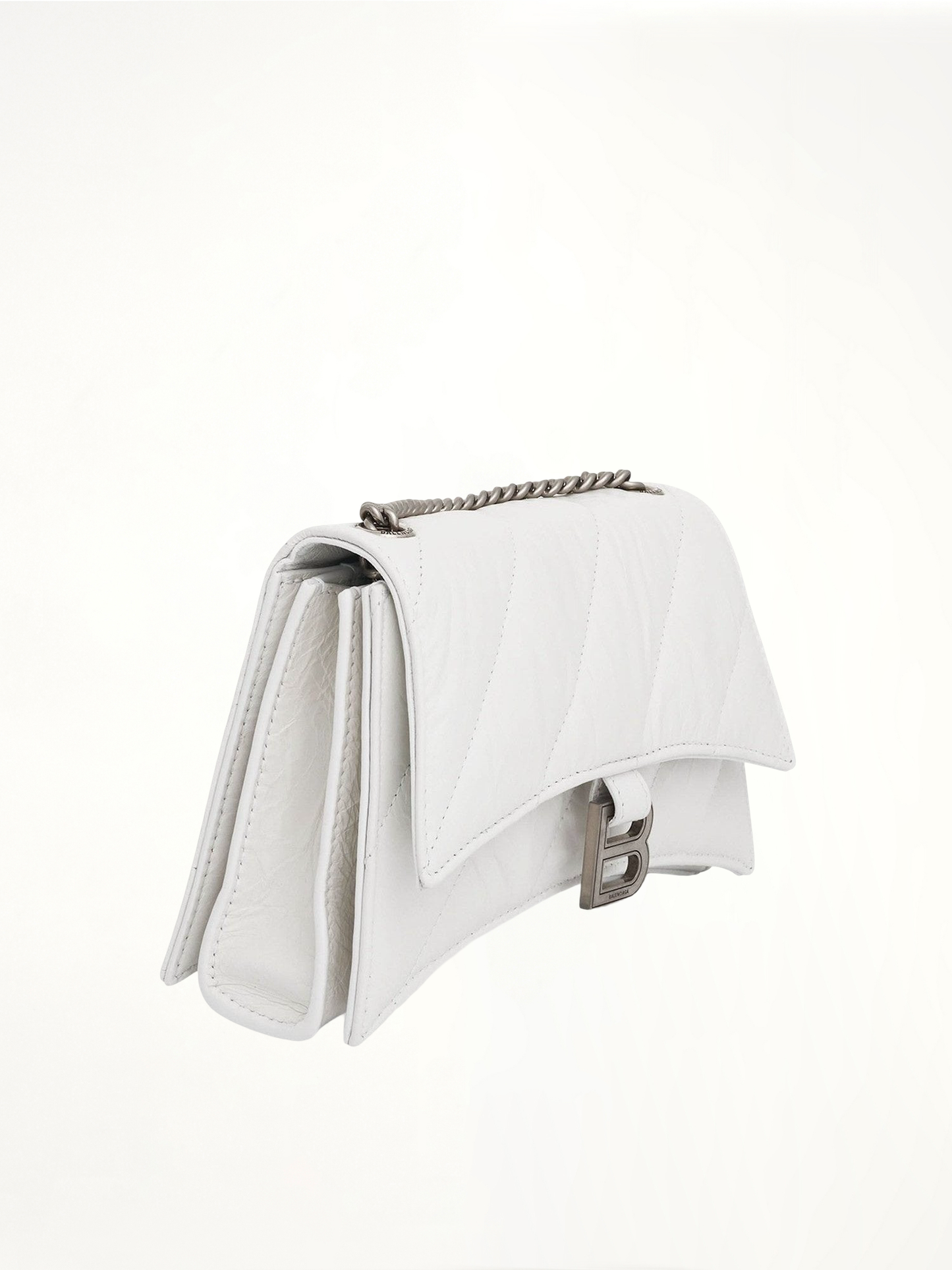BALENCIAGA Crush XS Chain Quilted Bag (White)