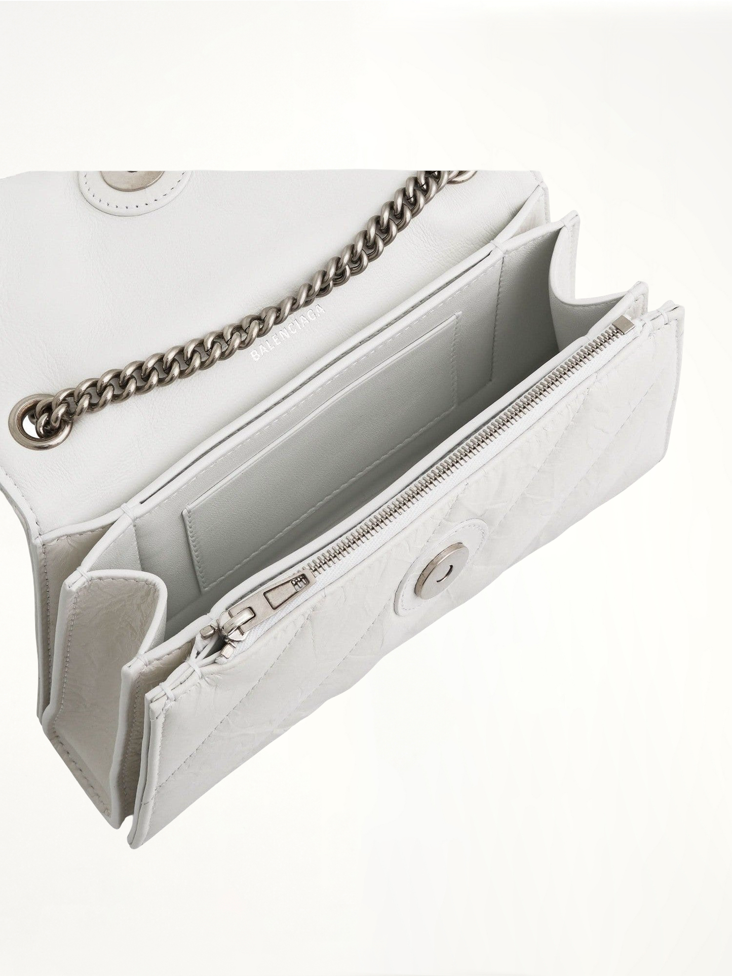 BALENCIAGA Crush XS Chain Quilted Bag (White)