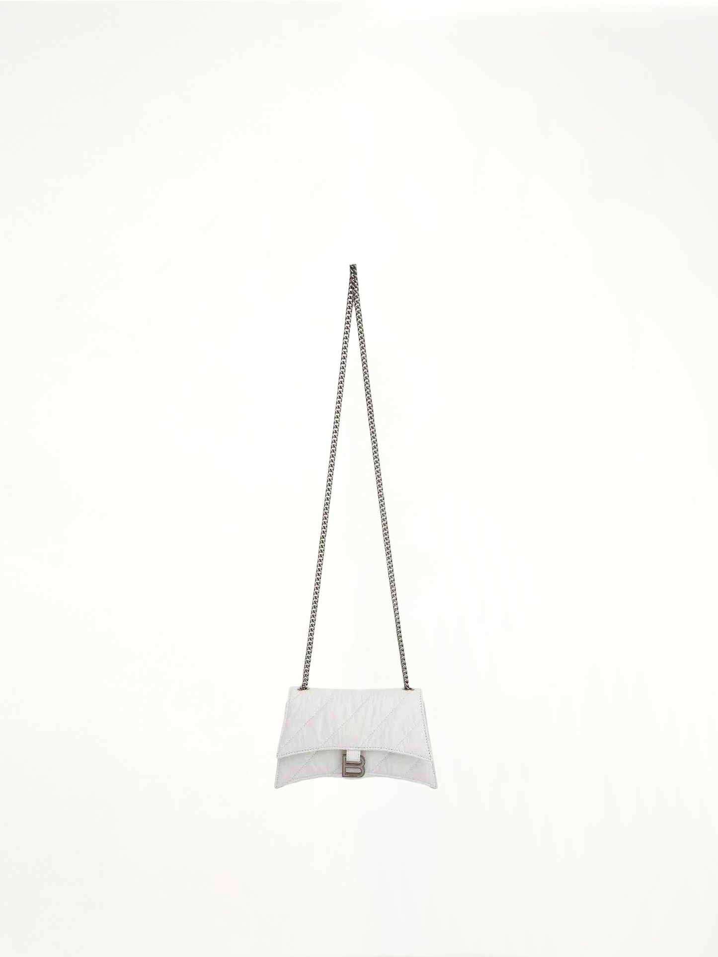 BALENCIAGA Crush XS Chain Quilted Bag (White)