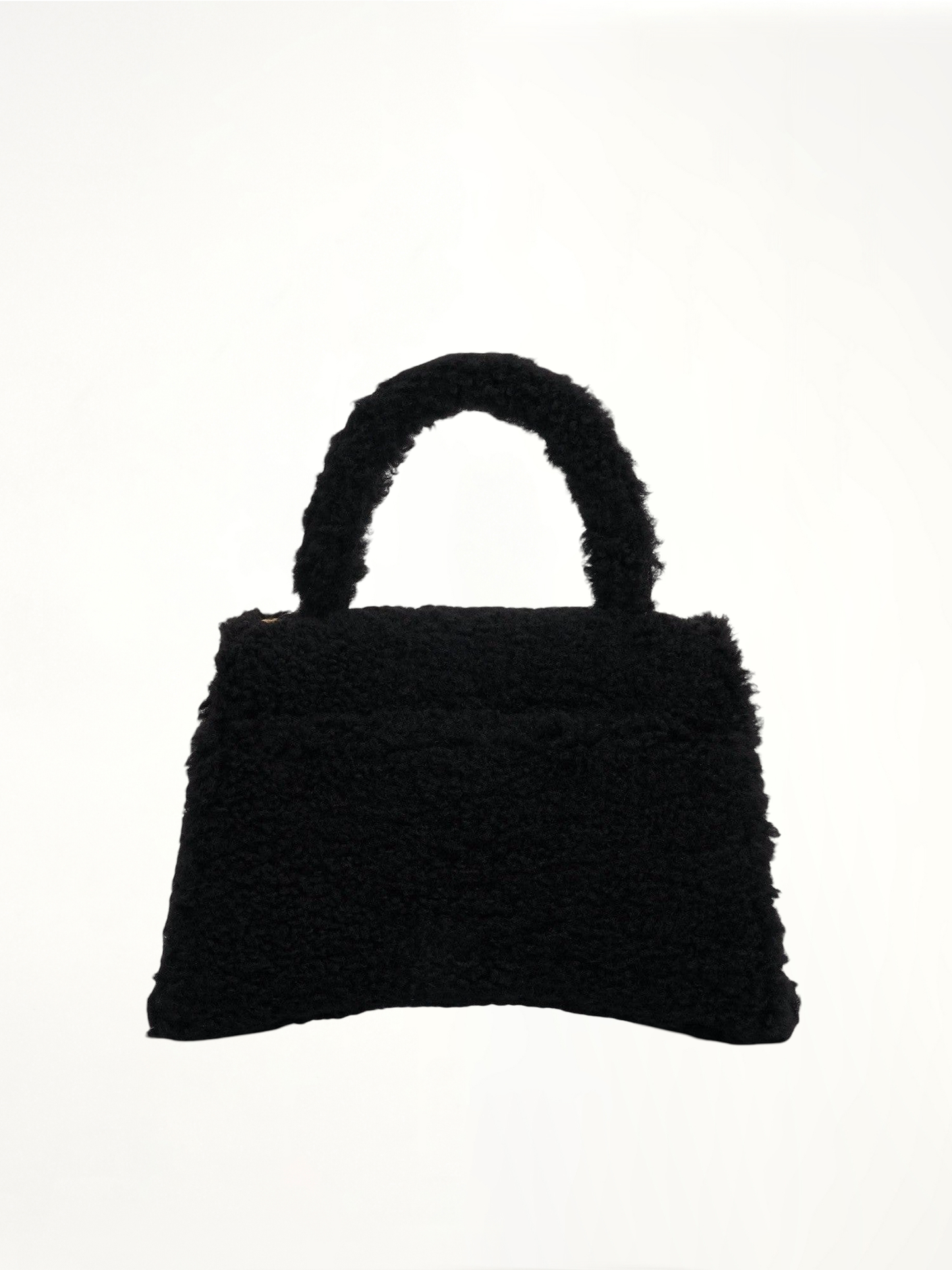 BALENCIAGA Furry Hourglass Small Handbag (Black)