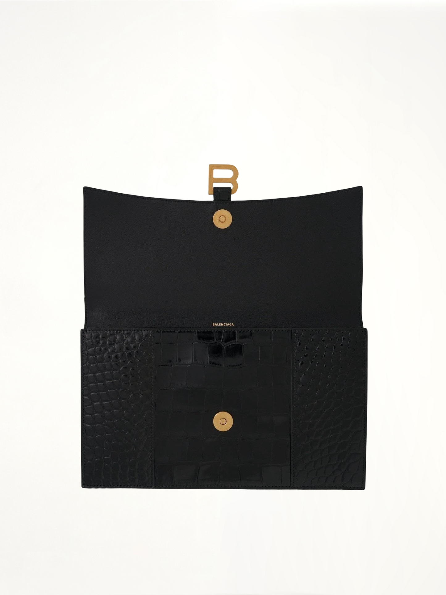 BALENCIAGA Hourglass Flat Pouch With Flap (Black)