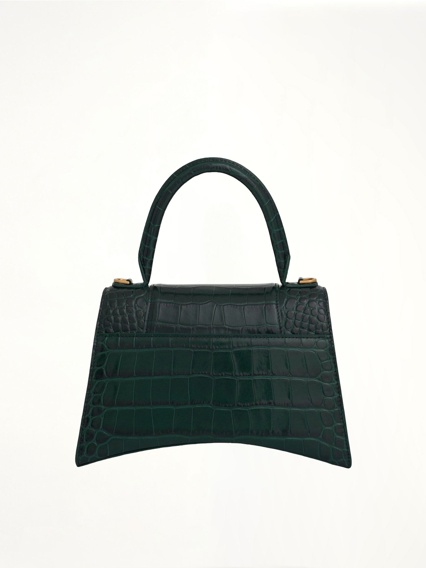 BALENCIAGA Hourglass Small Croco Embossed Bag (Green)