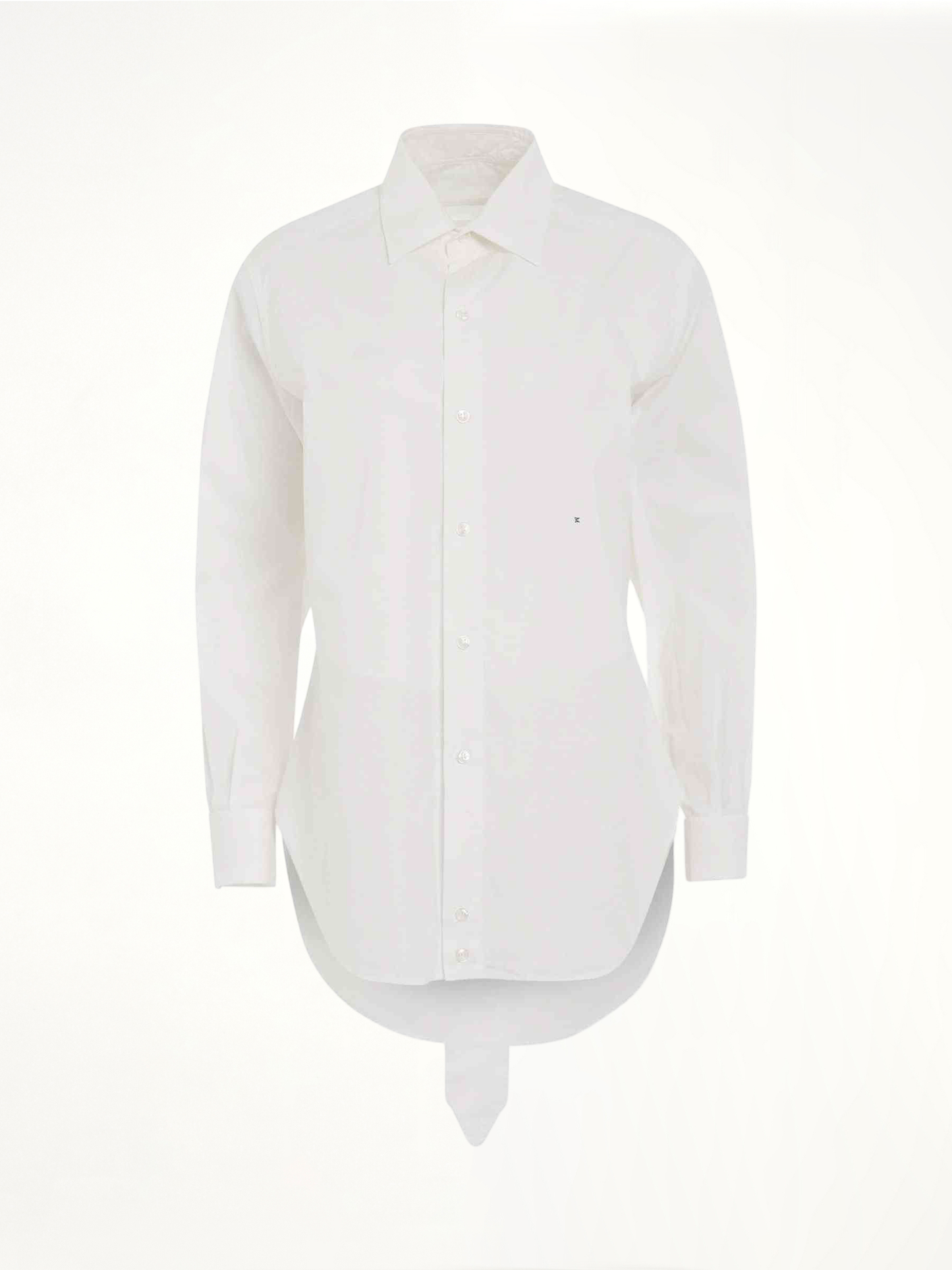 Image of a model wearing Tops. Productname: MAISON MARGIELA M Cotton Poplin Shirt in WHITE colour by brand - MAISON MARGIELA