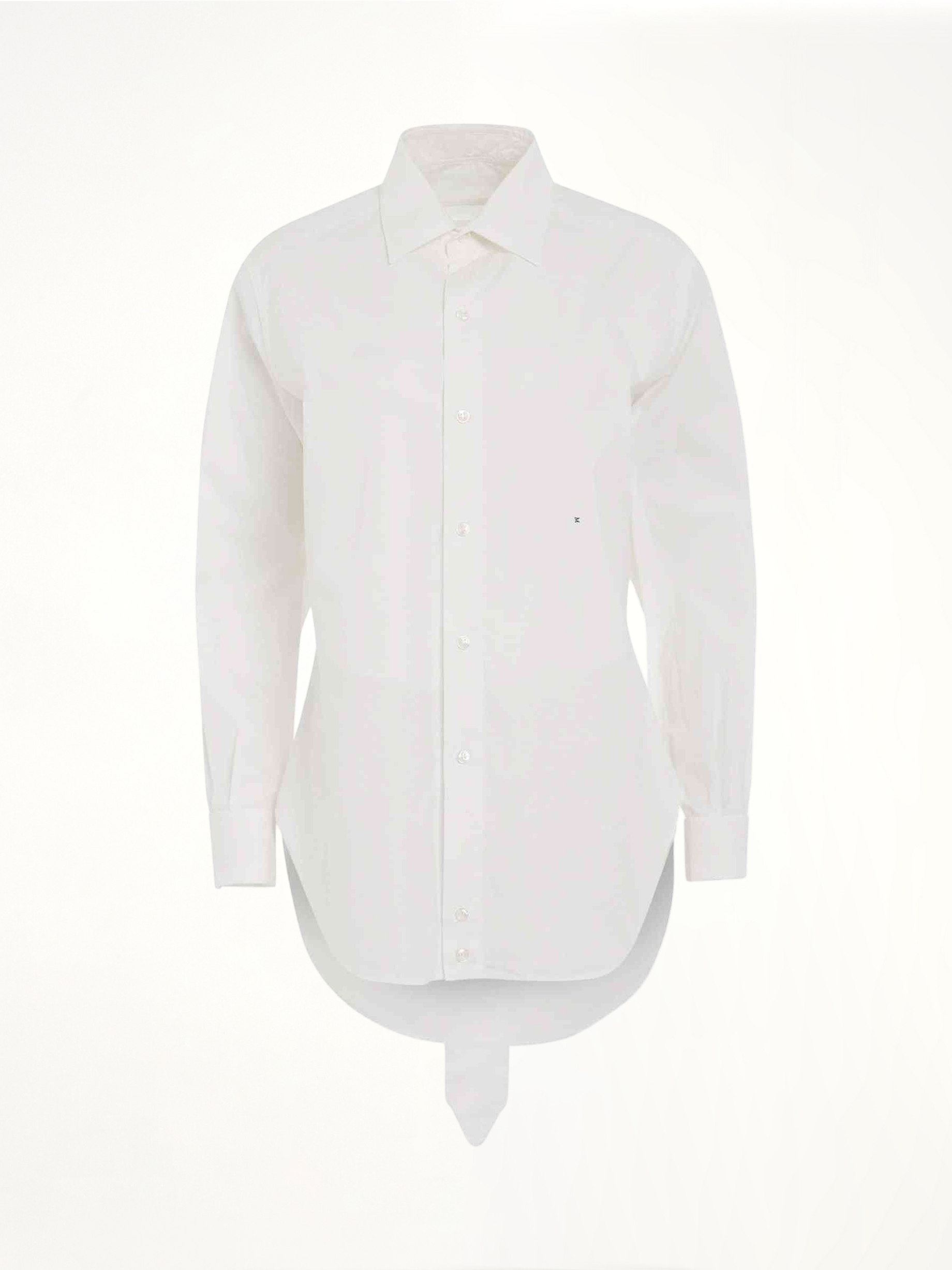 Image of a model wearing Tops. Productname: MAISON MARGIELA M Cotton Poplin Shirt in WHITE colour by brand - MAISON MARGIELA