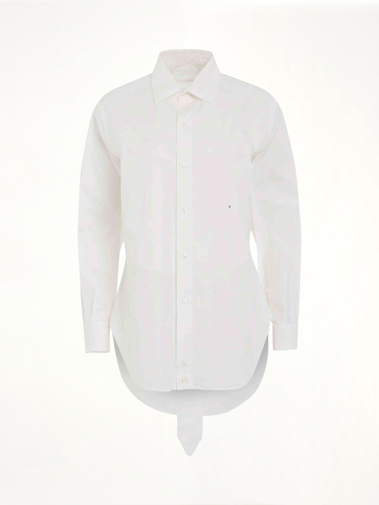 Image of a model wearing Tops. Productname: MAISON MARGIELA M Cotton Poplin Shirt in WHITE colour by brand - MAISON MARGIELA